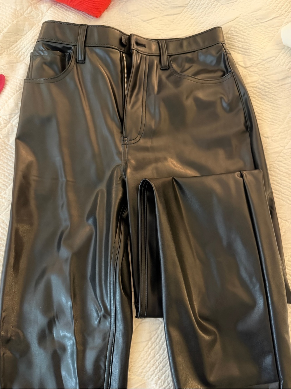 Abercrombie & Fitch 90’s Straight Ultra High Rise Faux Leather Pant TALL